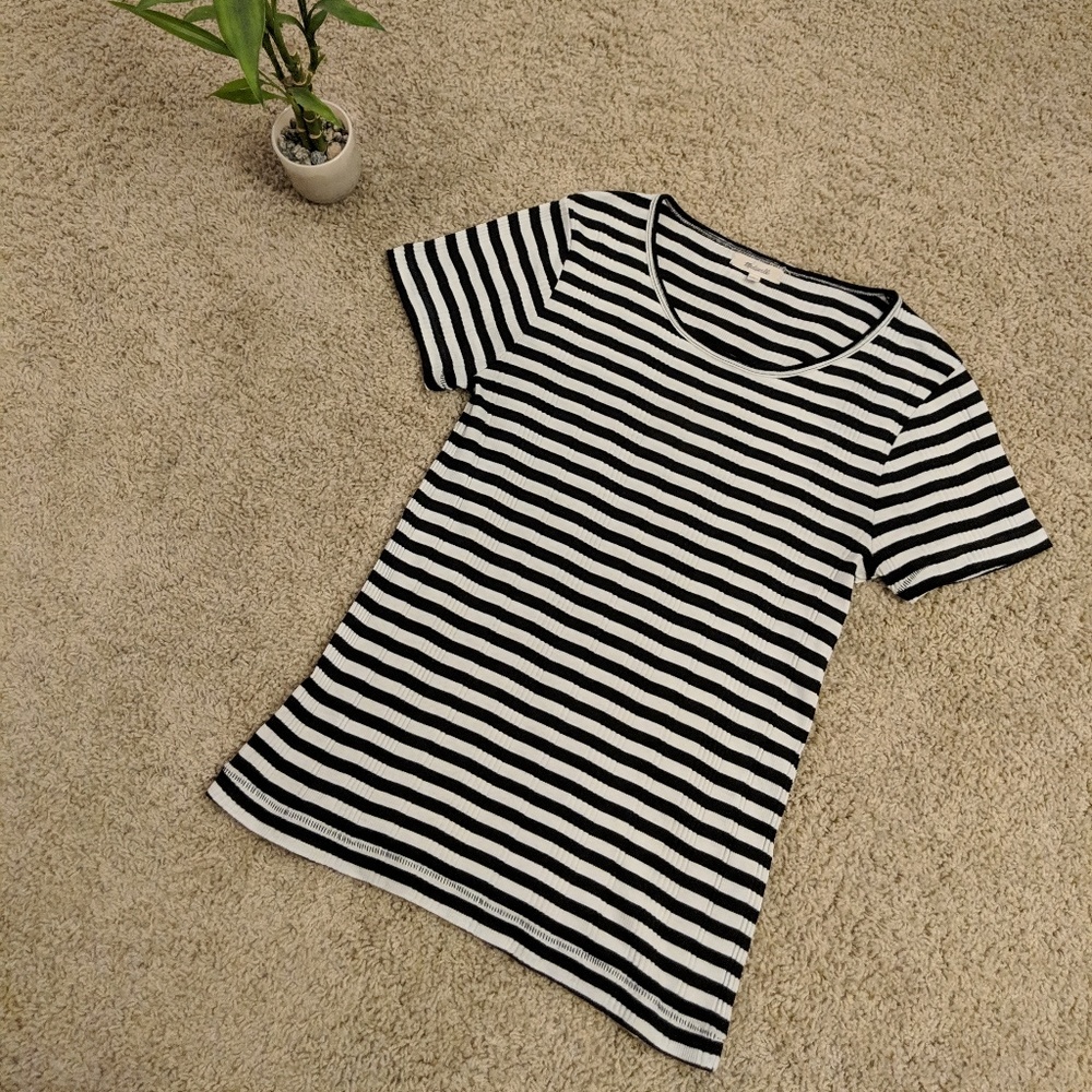 Madewell Striped shirt Black white stripes Large